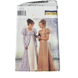 Butterick 6630 Regency Bridgerton Pattern Coat Dress Size 18-22 Misses UNCUT